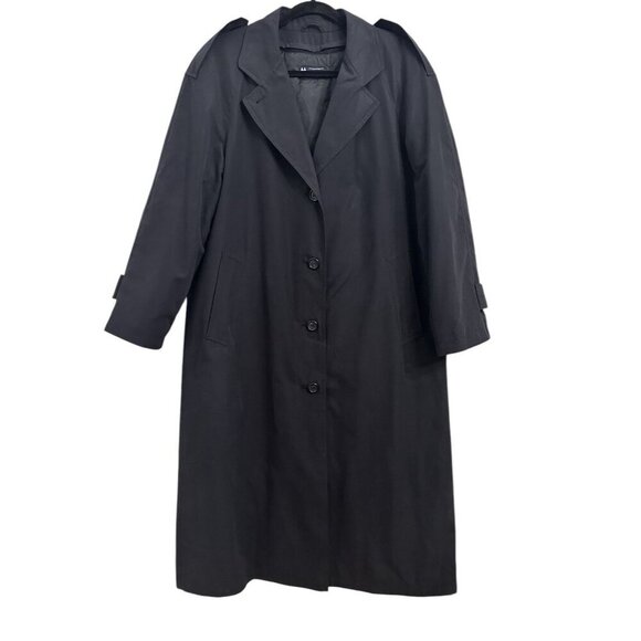 AMR Long Trench Coat Women’s 10R Black Thinsulate Pockets Lined Outdoor - Picture 1 of 10